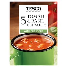 Tesco Tomato & Basil Cup Soup with Croutons 5 x 24g (120g)