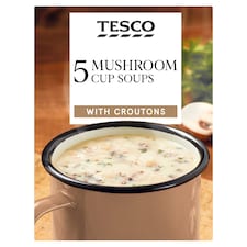 Tesco Mushroom Cup Soups With Croutons 5 x 26g