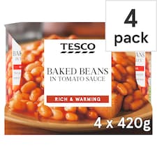 Tesco Baked Beans In Tomato Sauce 4X420g